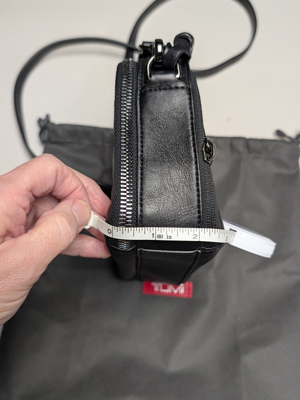 TUMI Black Leather Crossbody Bag - Picture 5 of 7
